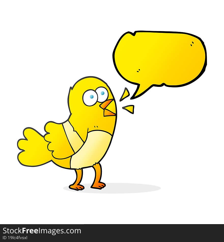 freehand drawn speech bubble cartoon bird