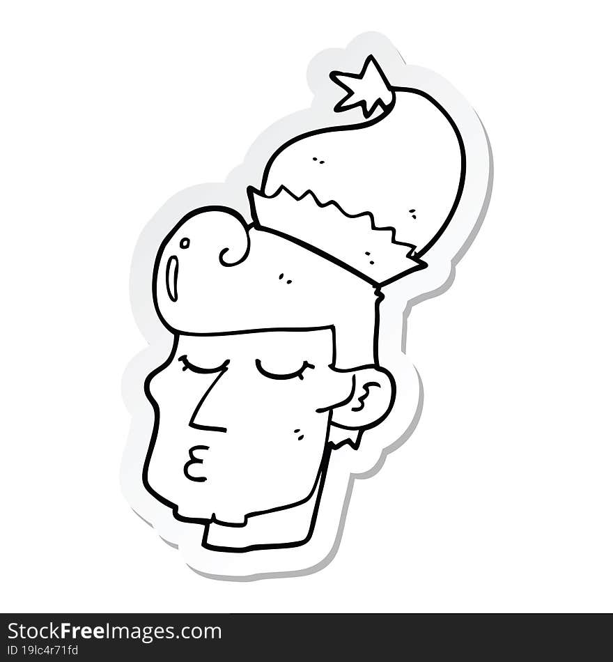 sticker of a cartoon man wearing christmas hat