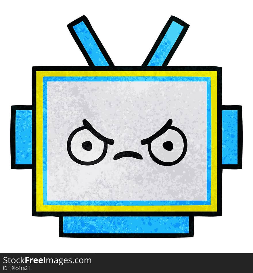 retro grunge texture cartoon robot head