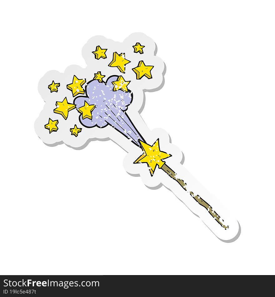 retro distressed sticker of a cartoon magic wand