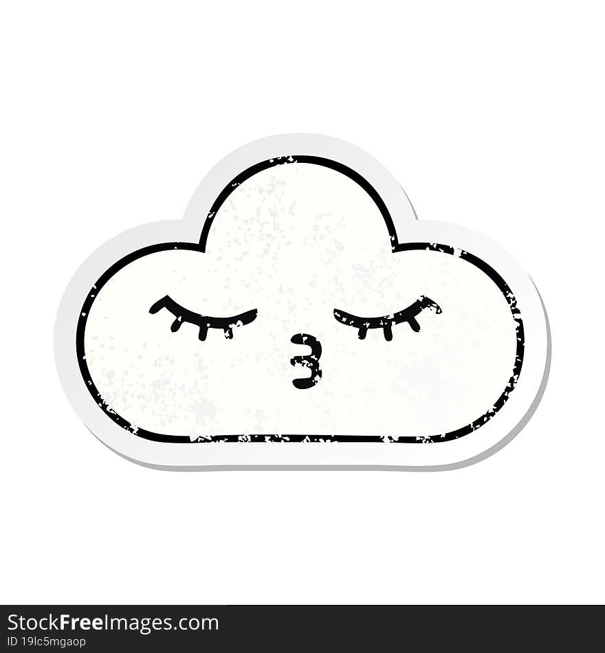 distressed sticker of a cute cartoon white cloud