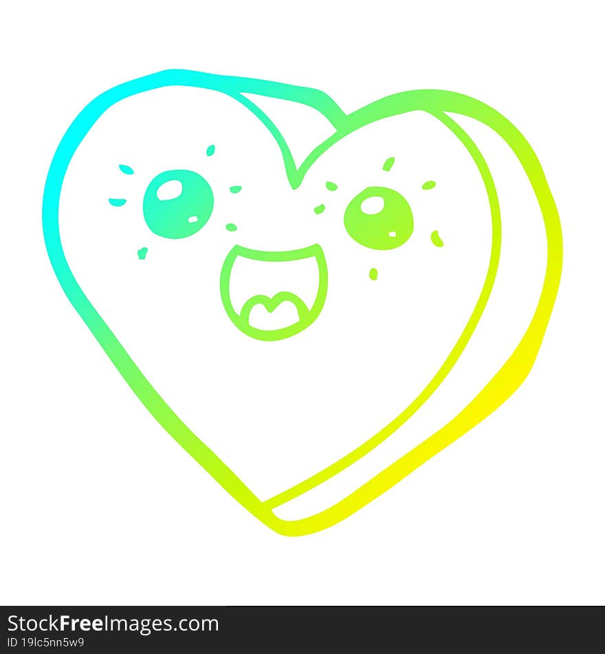 cold gradient line drawing heart cartoon character