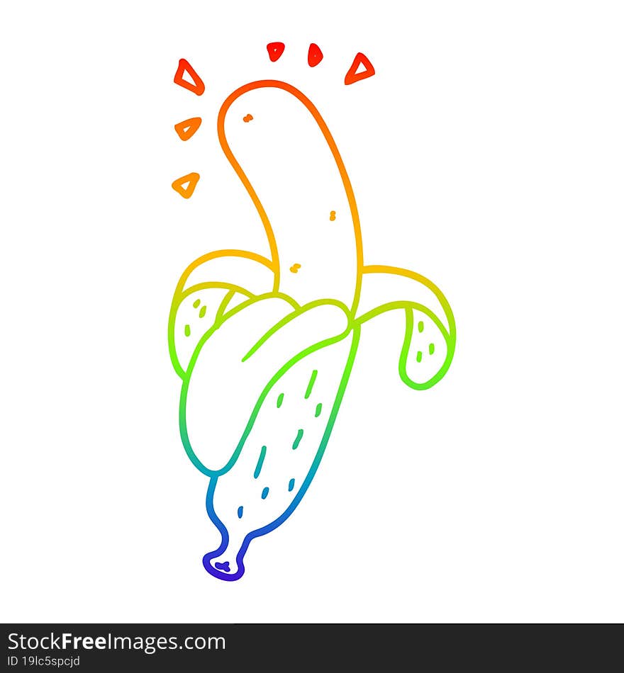 rainbow gradient line drawing cartoon banana