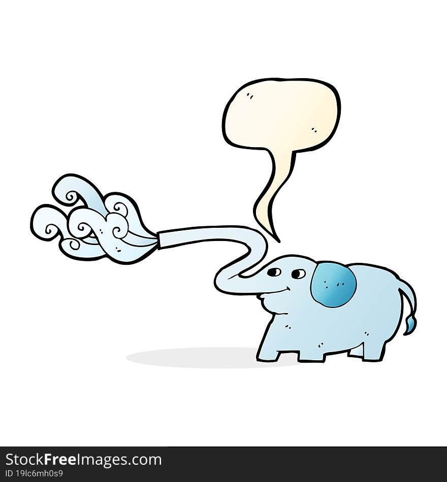 cartoon elephant squirting water with speech bubble