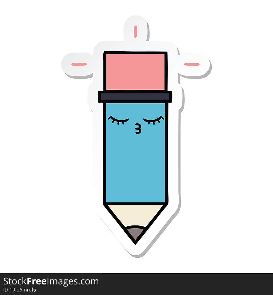 sticker of a cute cartoon pencil