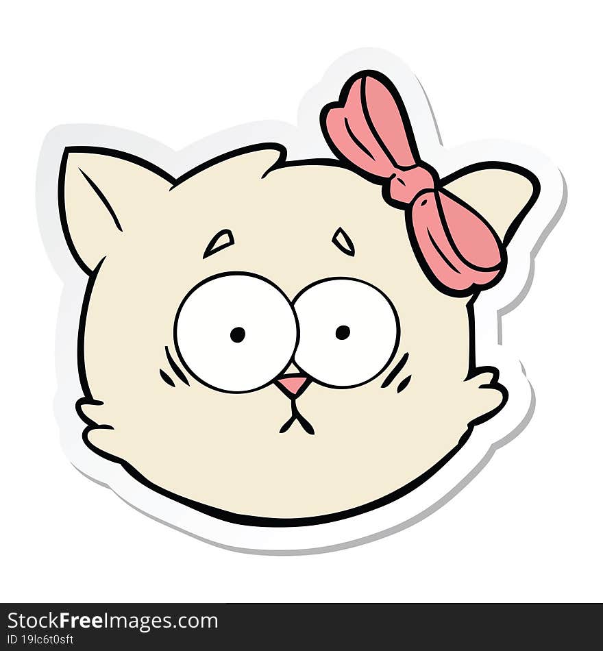 Sticker Of A Worried Cartoon Cat Face