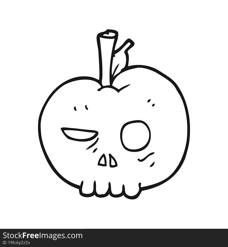 Black And White Cartoon Poison Apple