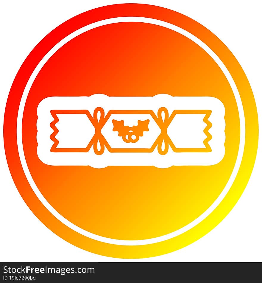 christmas cracker circular icon with warm gradient finish. christmas cracker circular icon with warm gradient finish