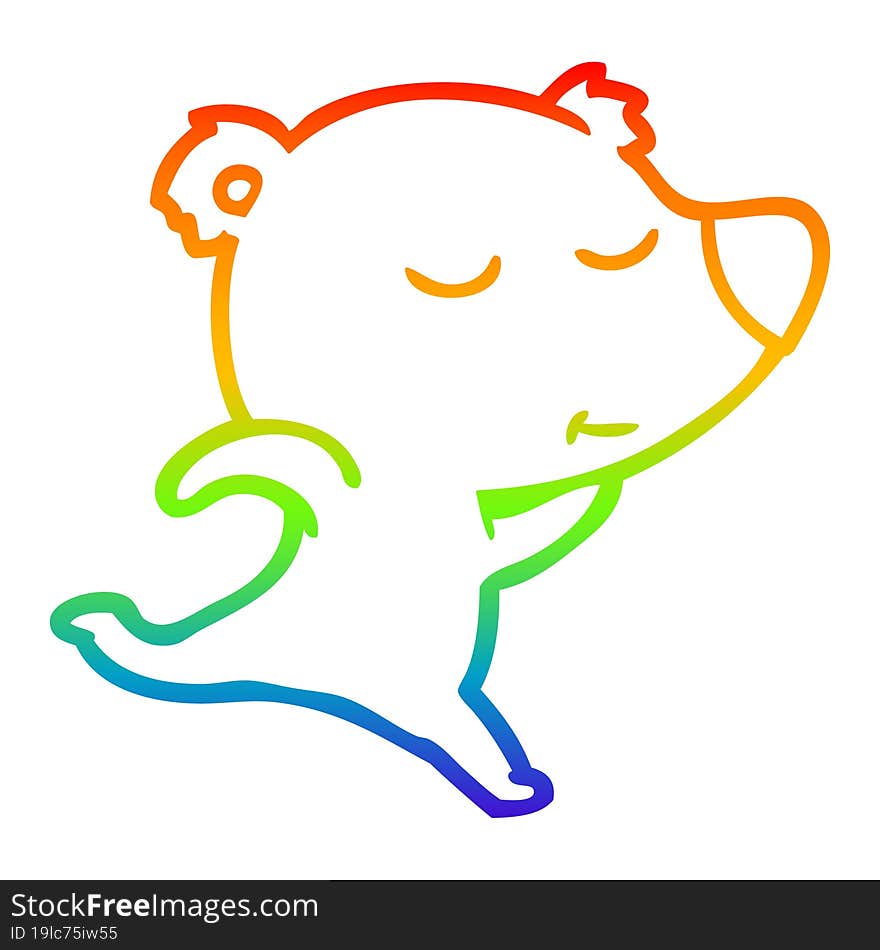 rainbow gradient line drawing happy cartoon polar bear running