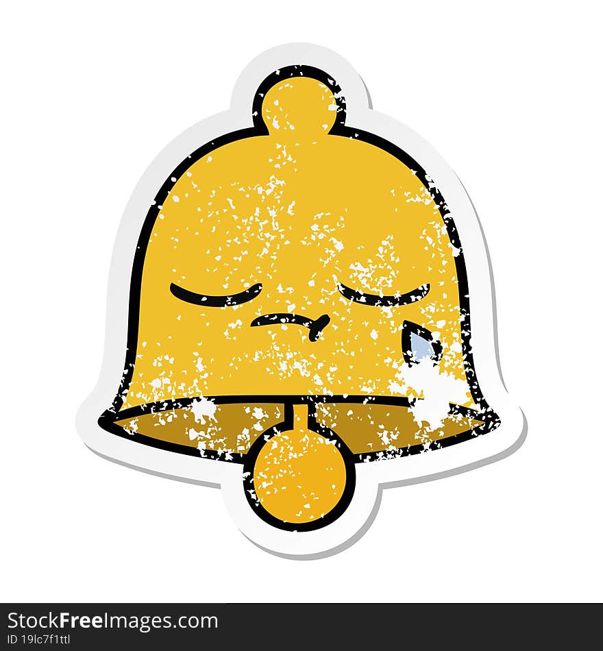 distressed sticker of a cute cartoon bell