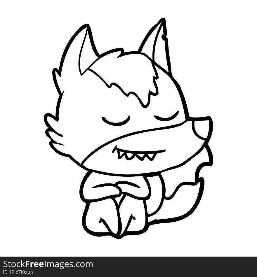 friendly cartoon wolf sitting. friendly cartoon wolf sitting