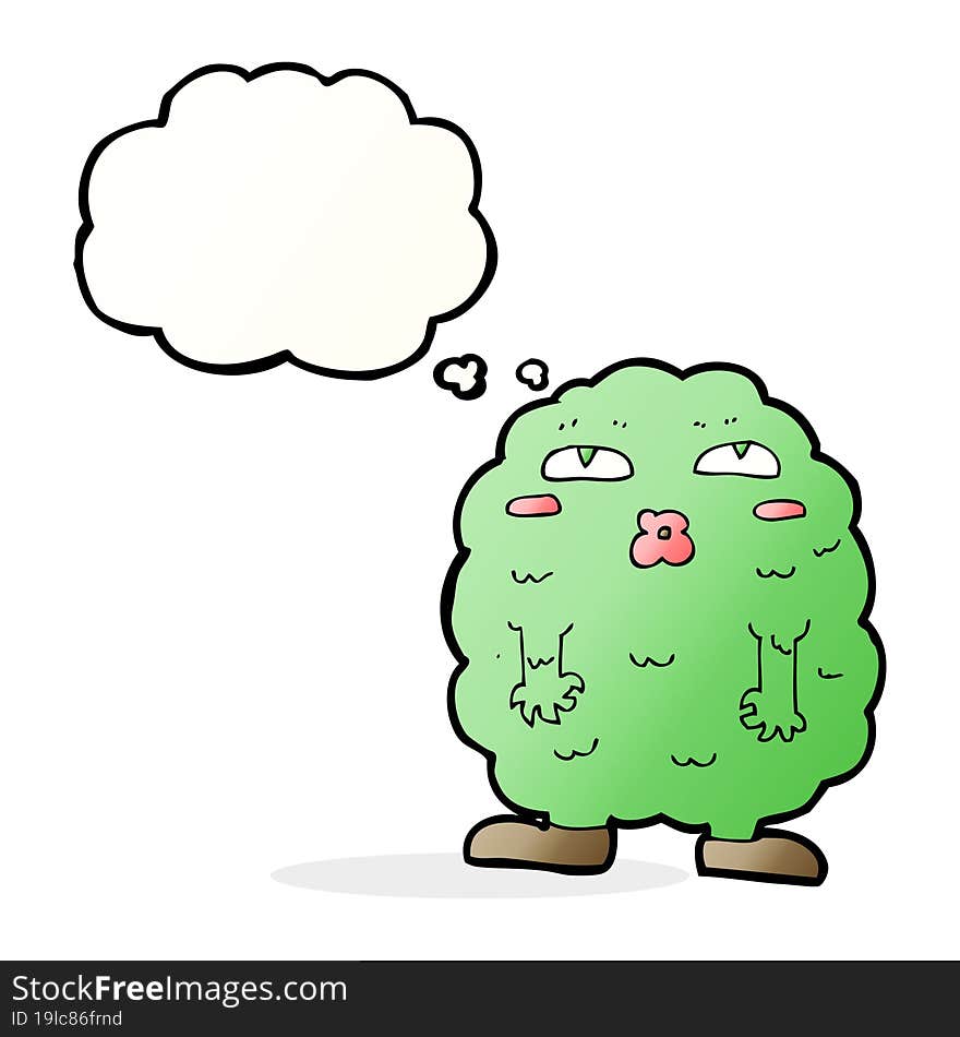 funny cartoon monster with thought bubble