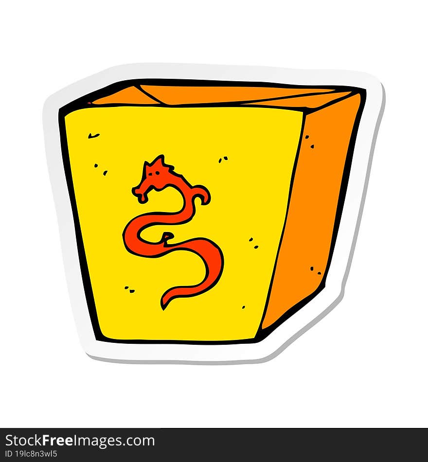 sticker of a cartoon noodle box