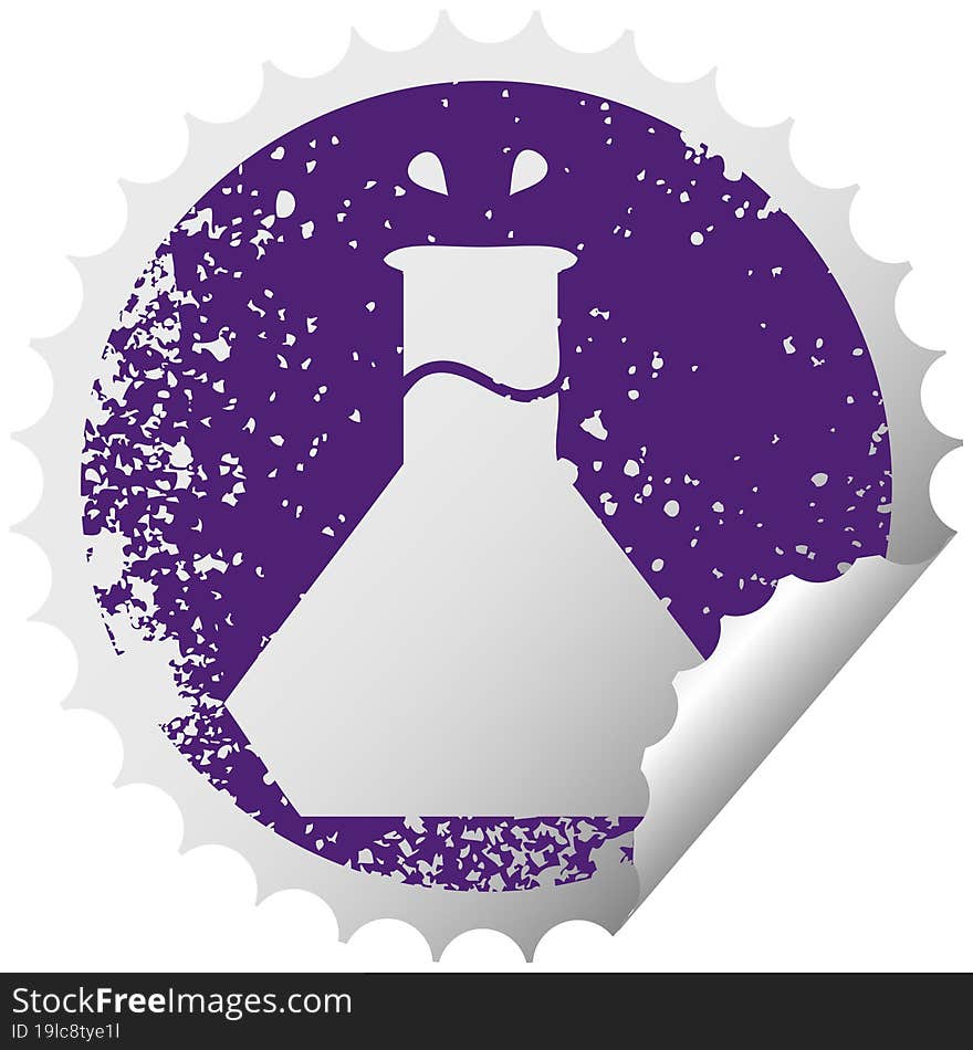 distressed circular peeling sticker symbol of a science experiment