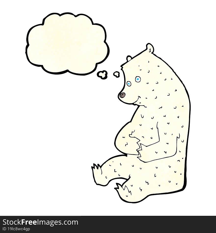 cartoon happy polar bear with thought bubble