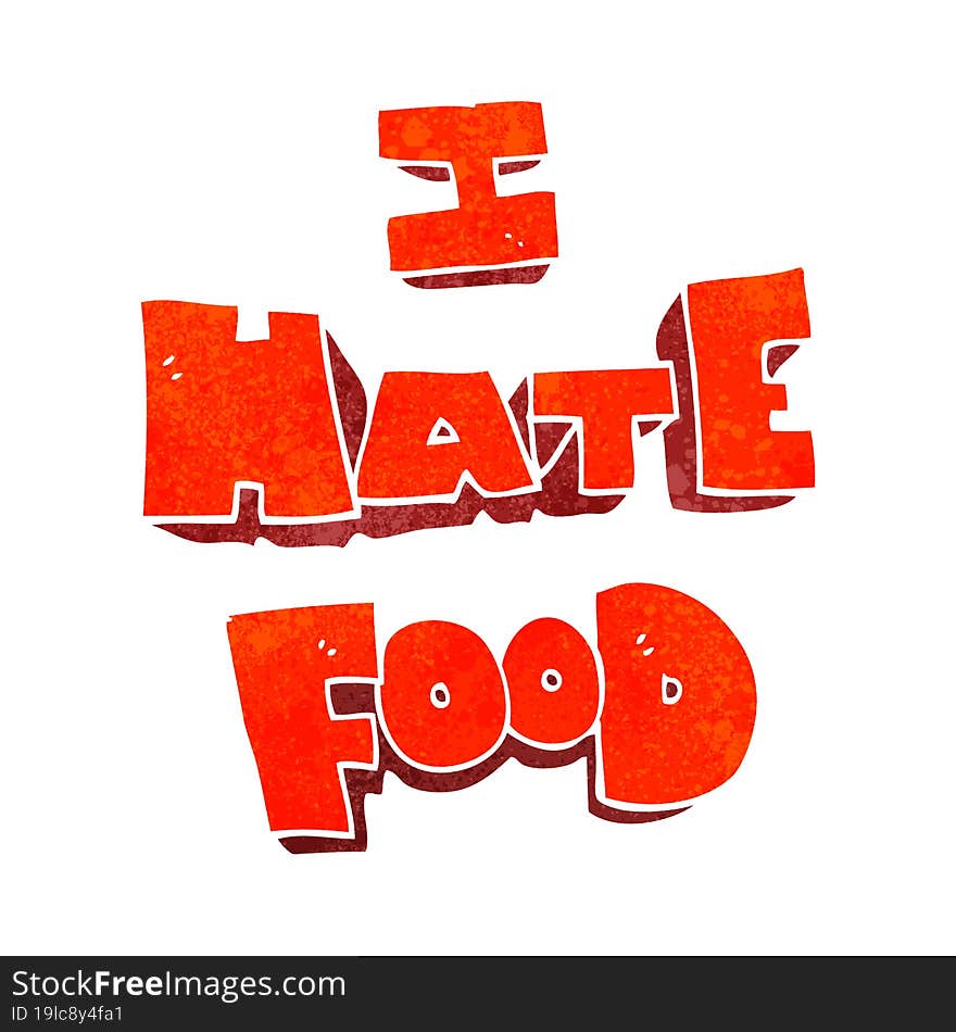 retro cartoon i hate food symbol