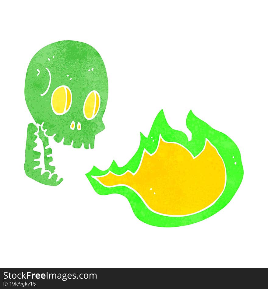 cartoon fire breathing skull