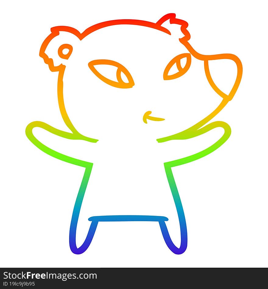 rainbow gradient line drawing cute cartoon bear