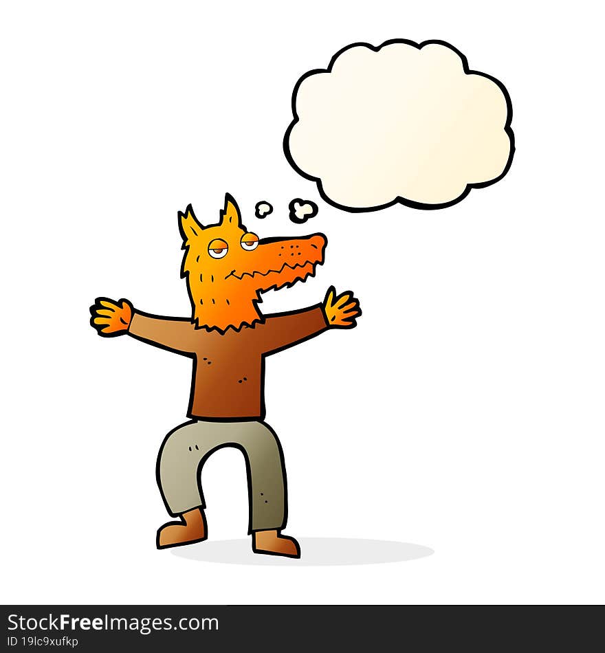 Cartoon Fox Man With Thought Bubble