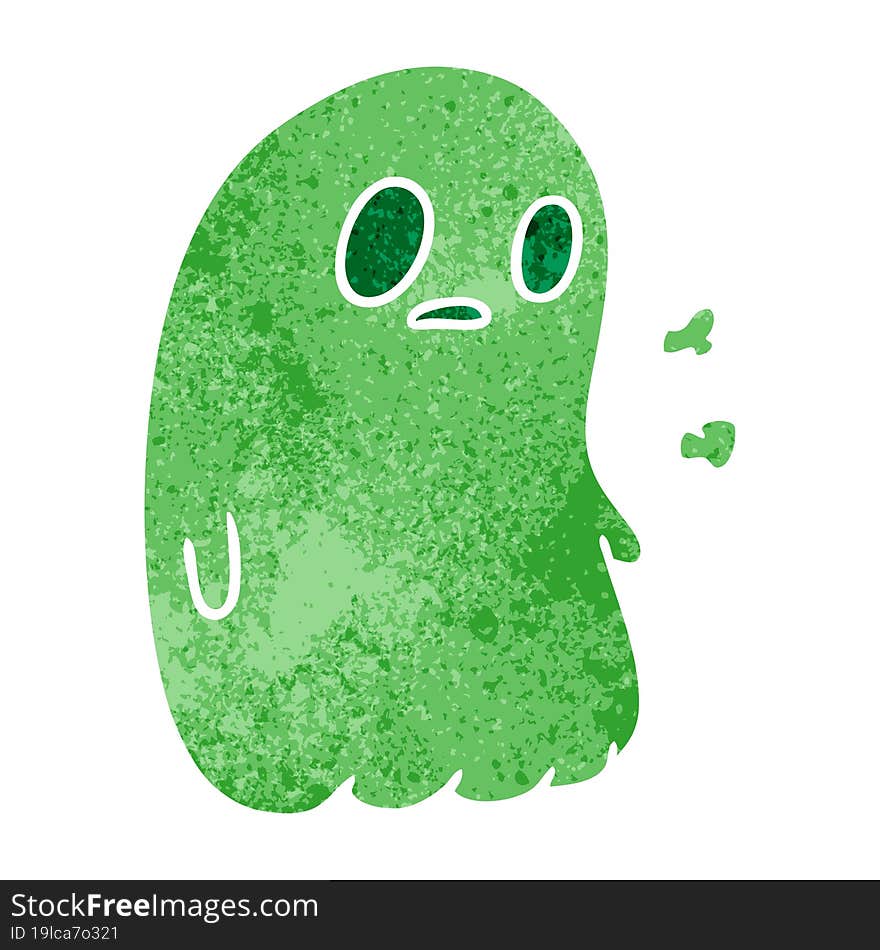 retro cartoon illustration of a kawaii cute ghost. retro cartoon illustration of a kawaii cute ghost