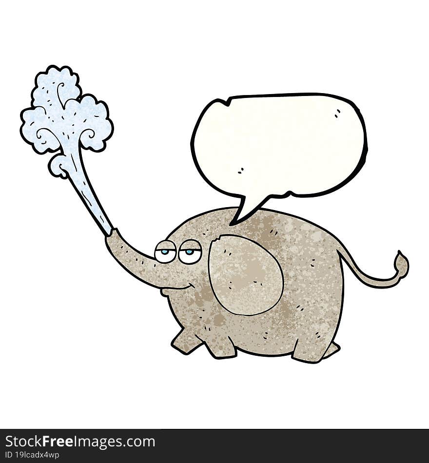 Speech Bubble Textured Cartoon Elephant Squirting Water