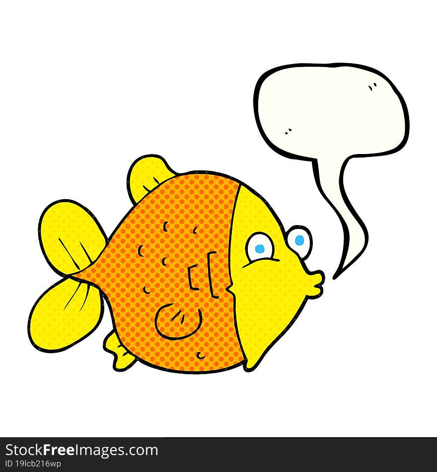 freehand drawn comic book speech bubble cartoon funny fish