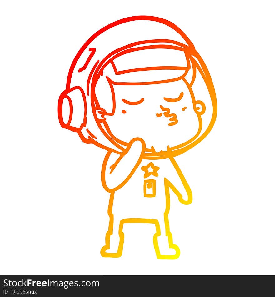 warm gradient line drawing cartoon confident astronaut