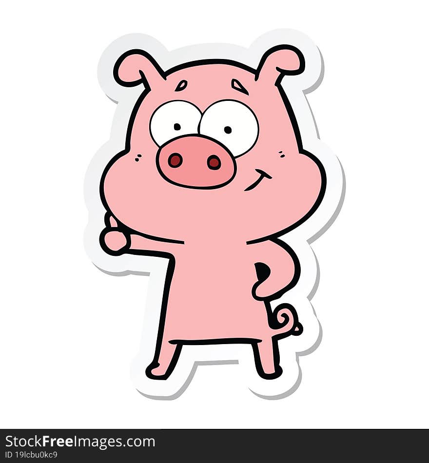 sticker of a happy cartoon pig