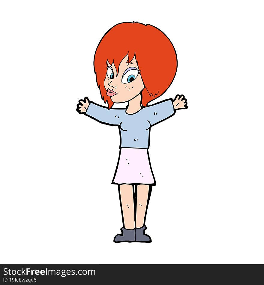 cartoon woman with open arms