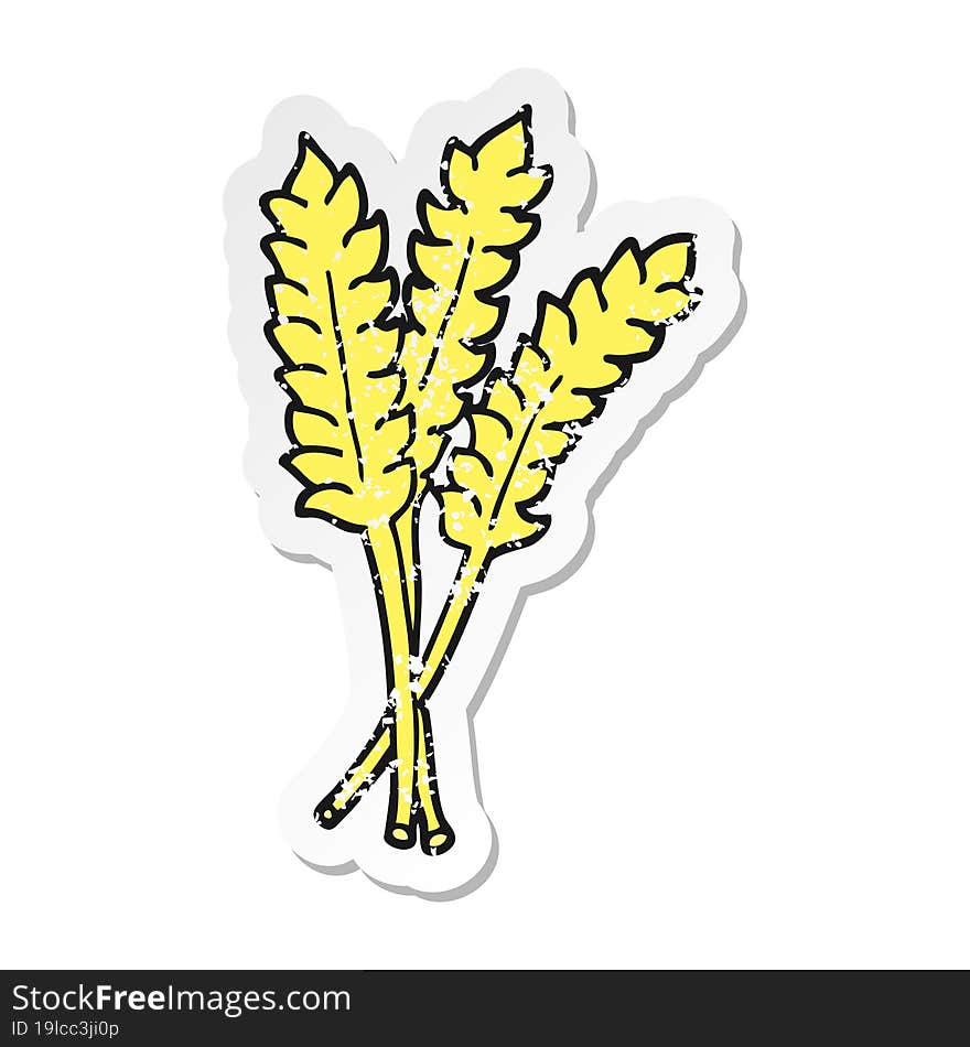 Distressed Sticker Of A Cartoon Wheat