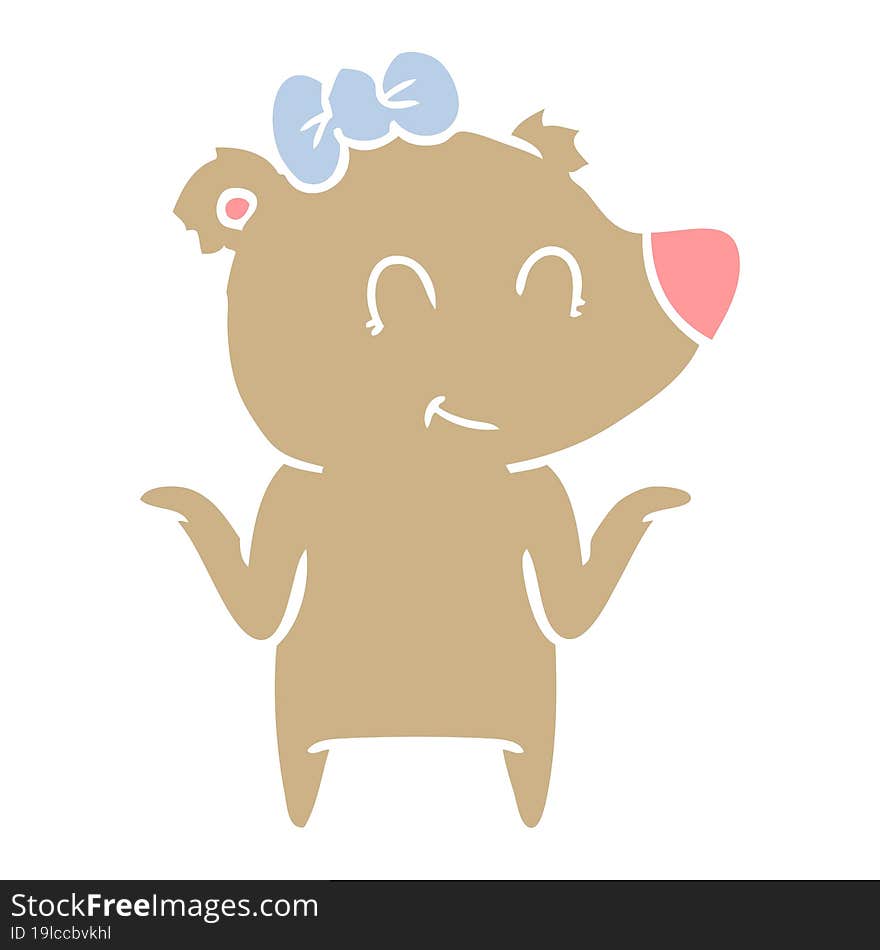 female bear flat color style cartoon