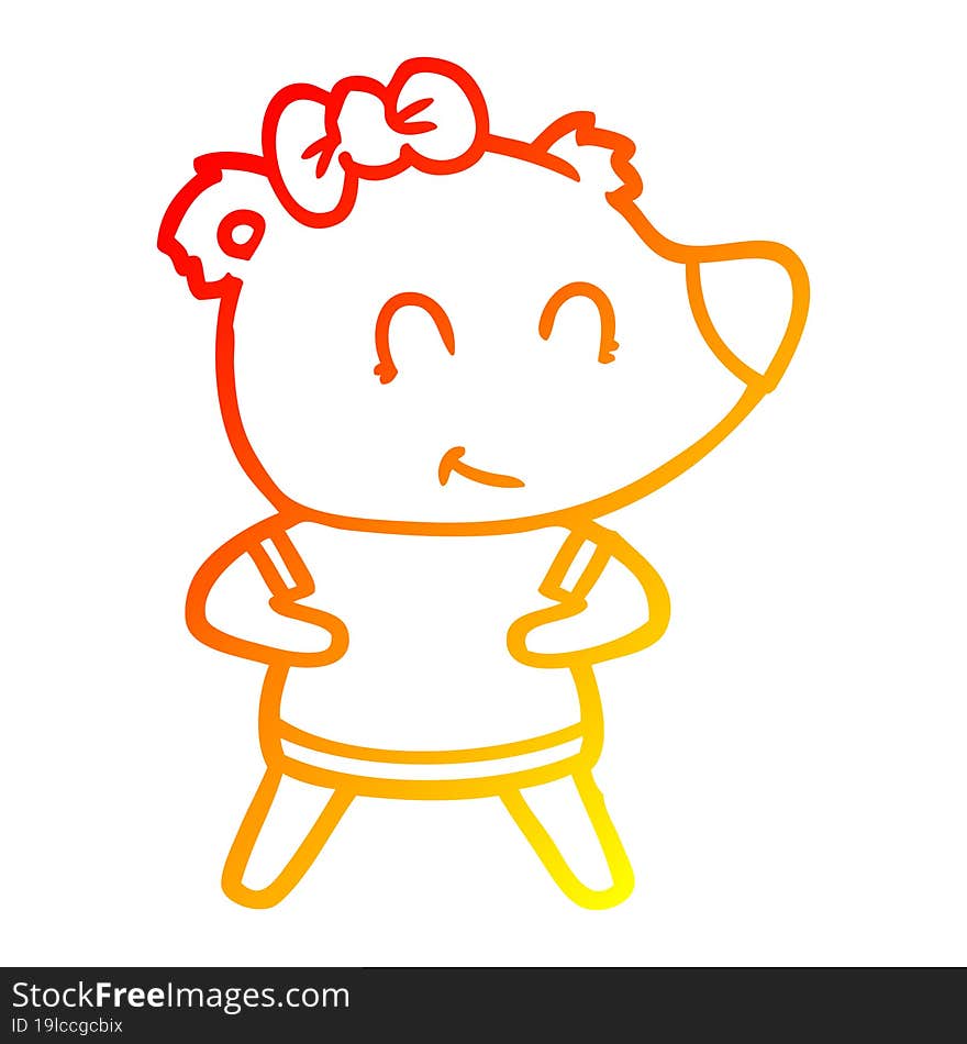 warm gradient line drawing female bear cartoon