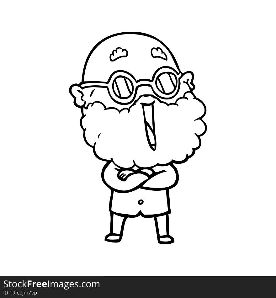 cartoon joyful man with beard. cartoon joyful man with beard