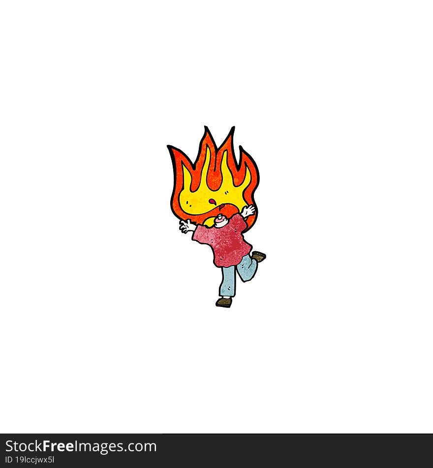 cartoon flaming headless man