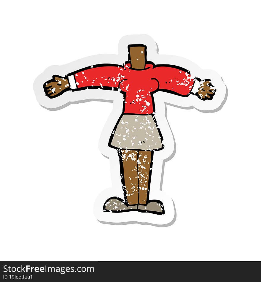 retro distressed sticker of a cartoon female body