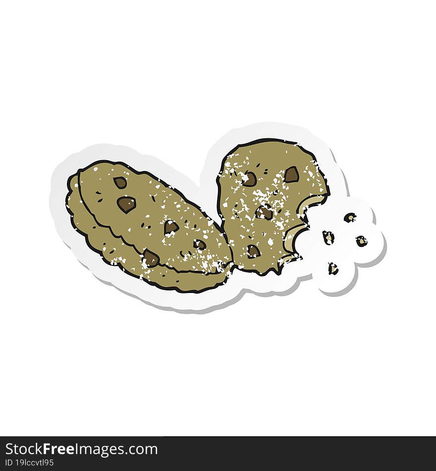 retro distressed sticker of a cartoon cookies