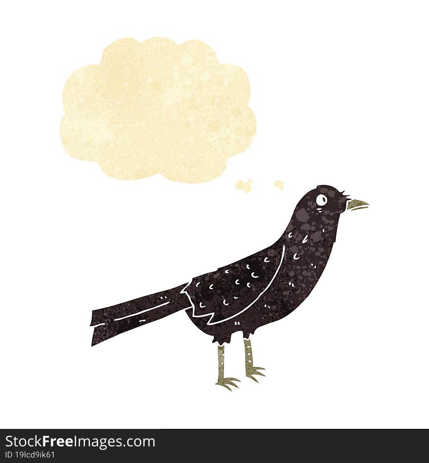 cartoon crow with thought bubble