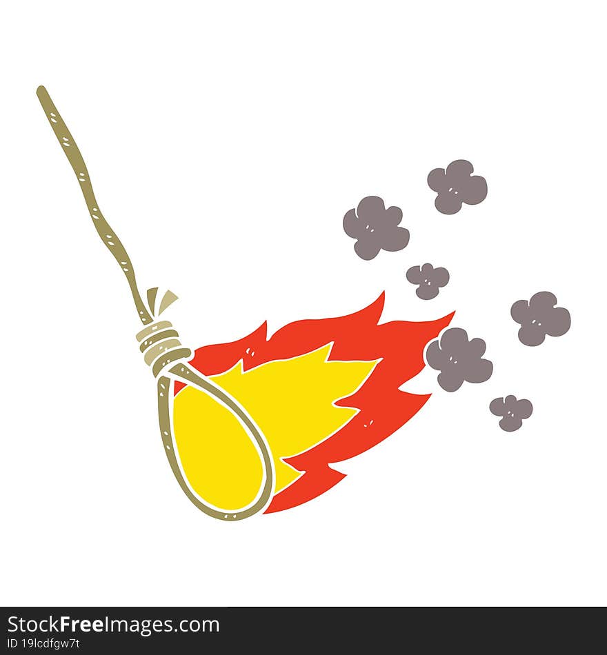 flat color illustration of a cartoon hangman s noose on fire