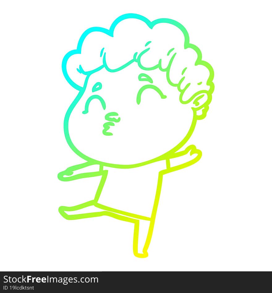 cold gradient line drawing cartoon man pouting