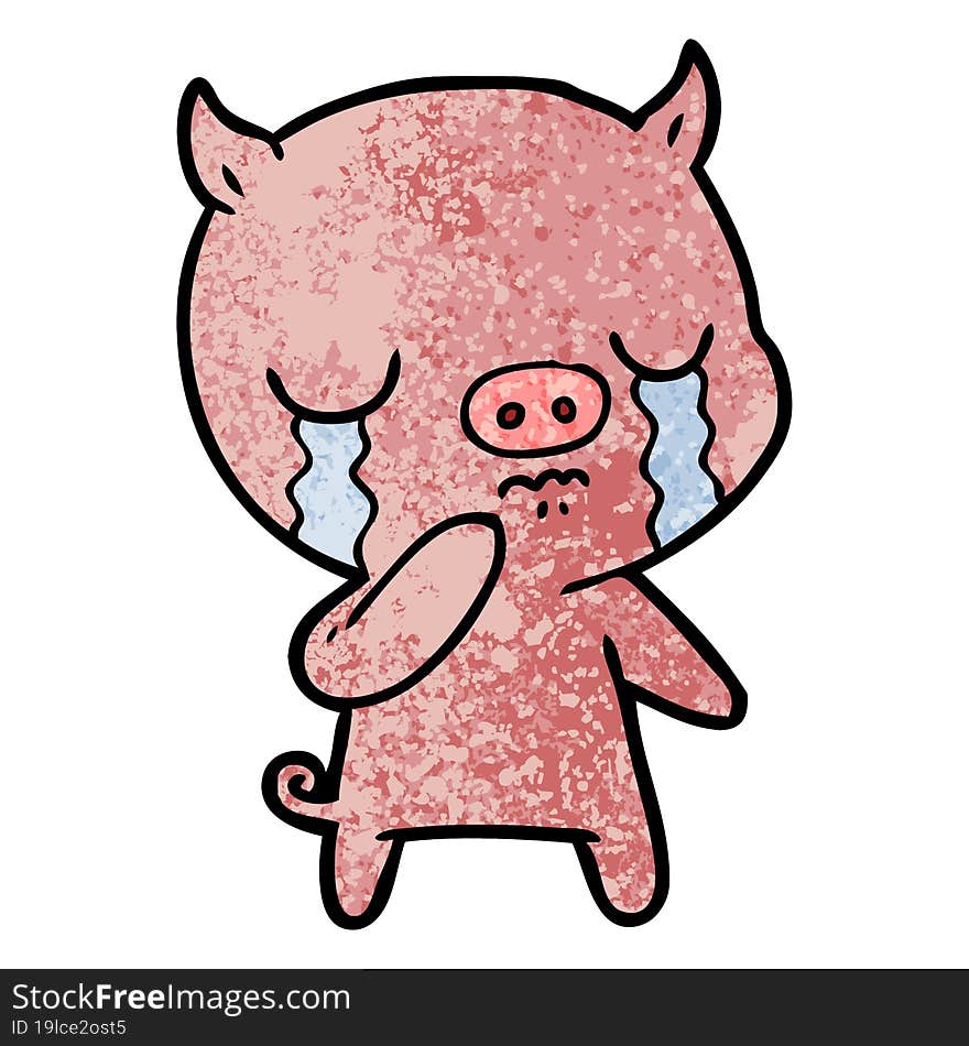 cartoon pig crying. cartoon pig crying