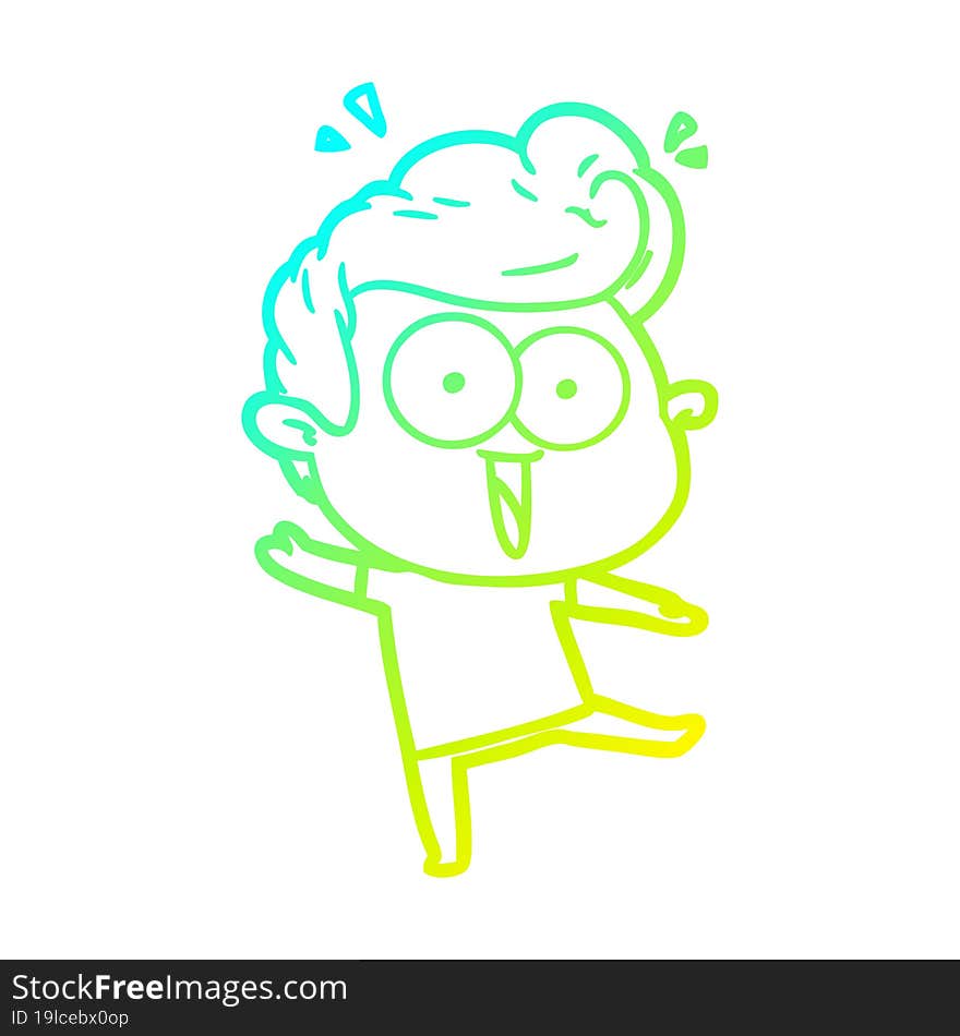 cold gradient line drawing cartoon excited man