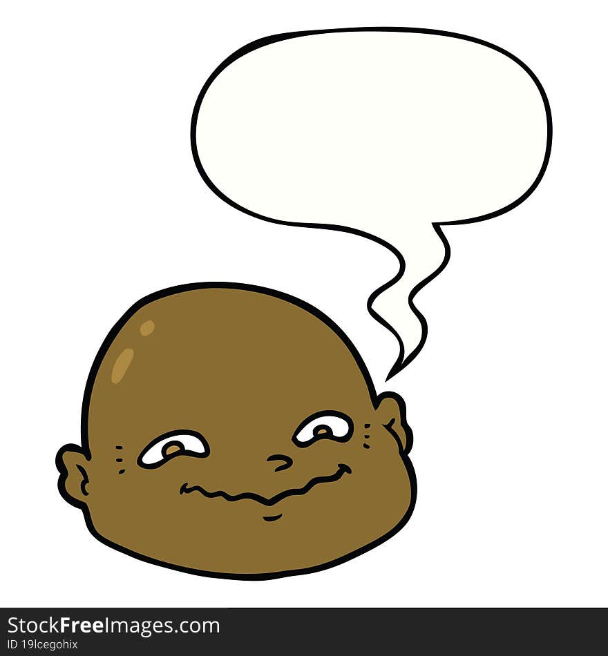 Cartoon Bald Man And Speech Bubble