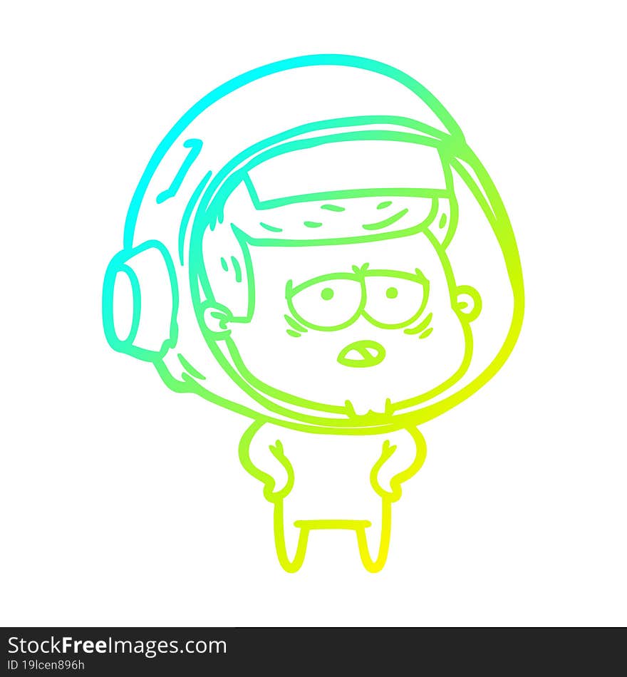 cold gradient line drawing cartoon tired astronaut