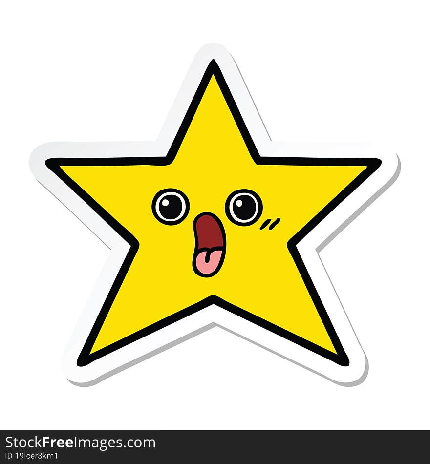 sticker of a cute cartoon gold star