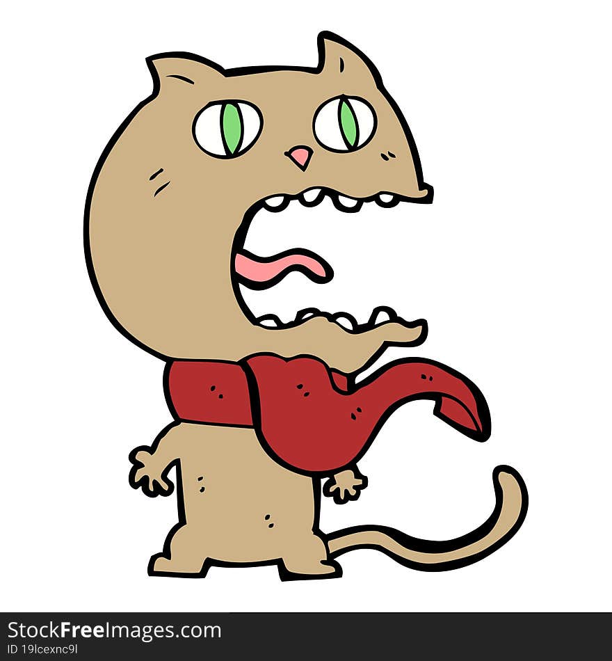 Cartoon Frightened Cat