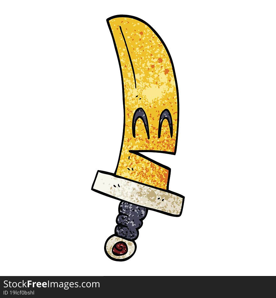 cartoon doodle happy magical sword