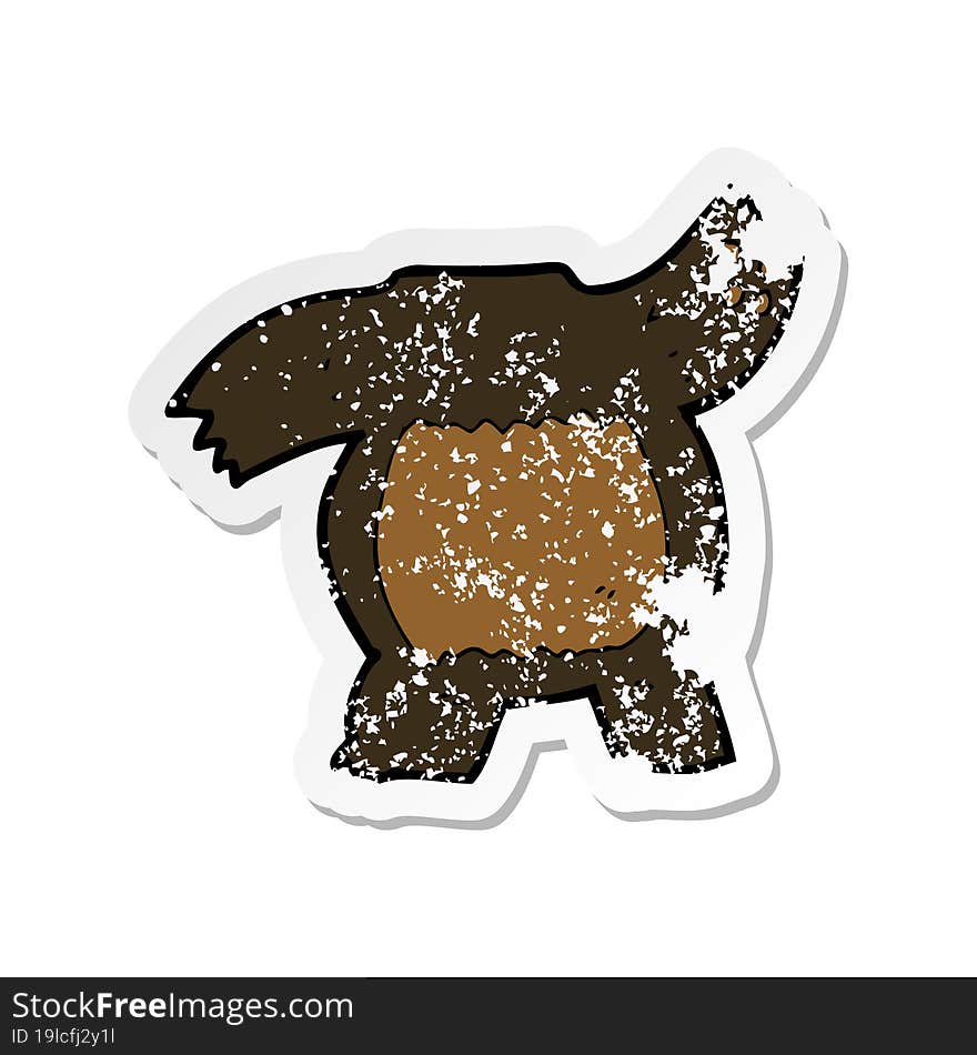 Retro Distressed Sticker Of A Cartoon Black Bear Body