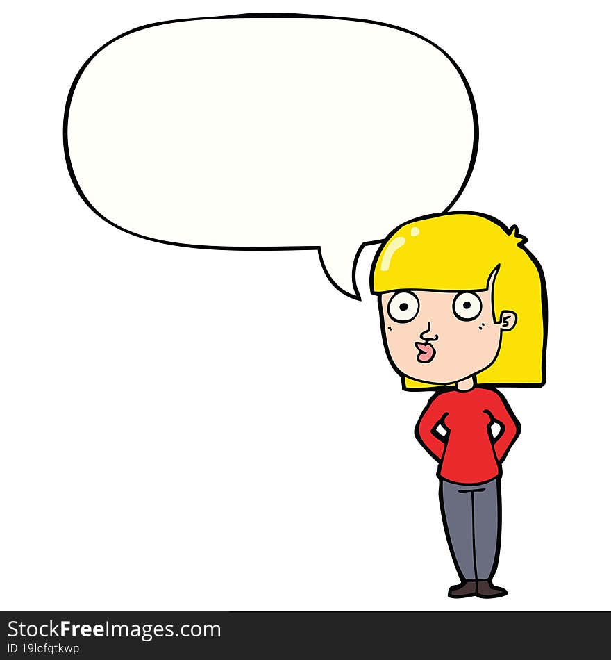 cartoon woman staring and speech bubble