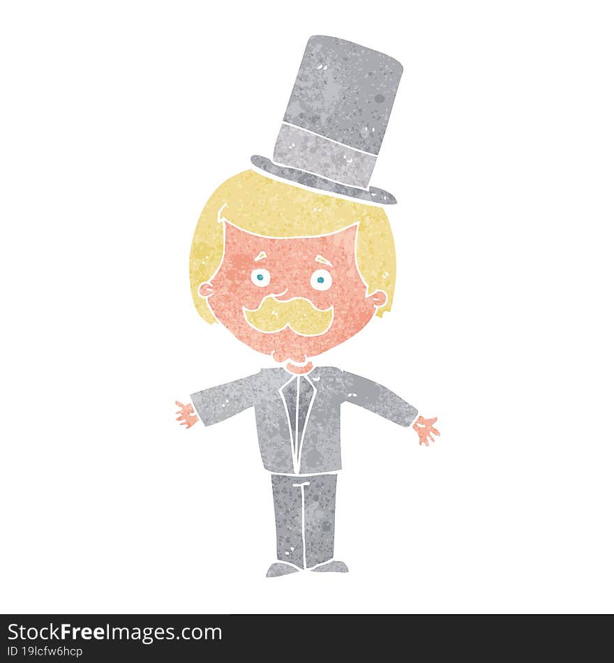 cartoon man wearing top hat