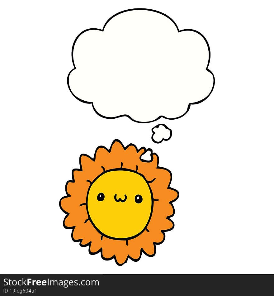 cartoon flower with thought bubble. cartoon flower with thought bubble